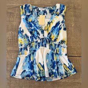 NWT Ramy Brook Mille Strapless Peplum Floral Blouse XS